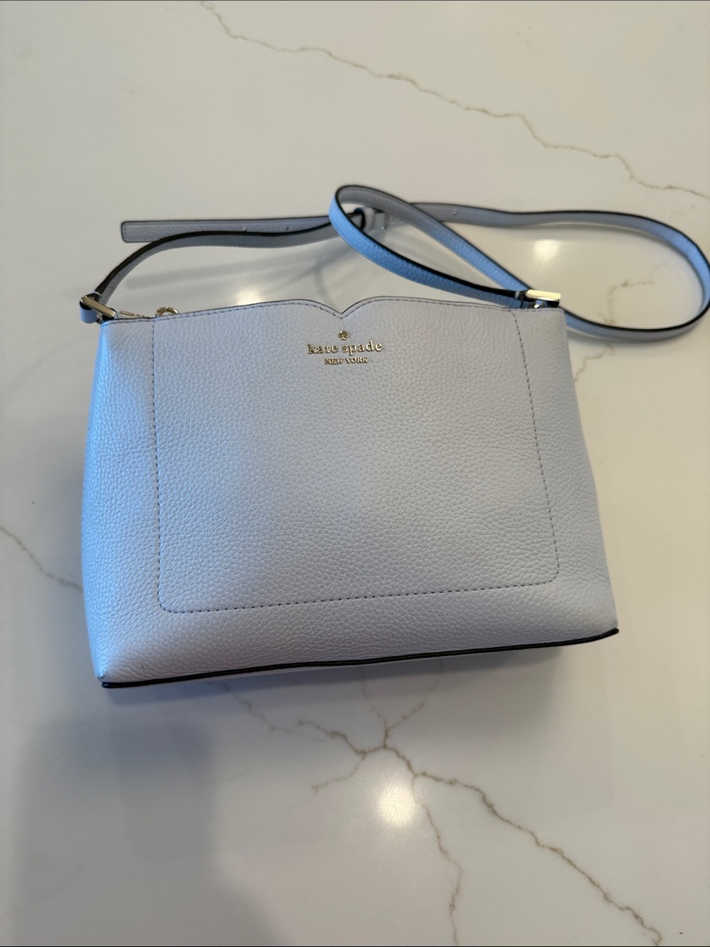 kate spade Pebbled Leather Crossbody in Light Blue
